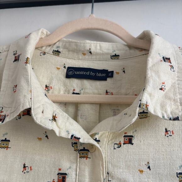 United by Blue SoftHemp Printed Chambray Button Down Shirt Sz XL Novelty - Picture 6 of 10
